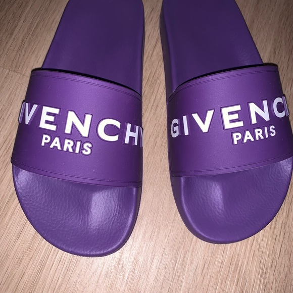 NEW GIVENCHY PARIS PURPLE LOGO POOL SLIDES SANDALS 36 6 RECEIPT AUTHENTIC - Picture 9 of 14